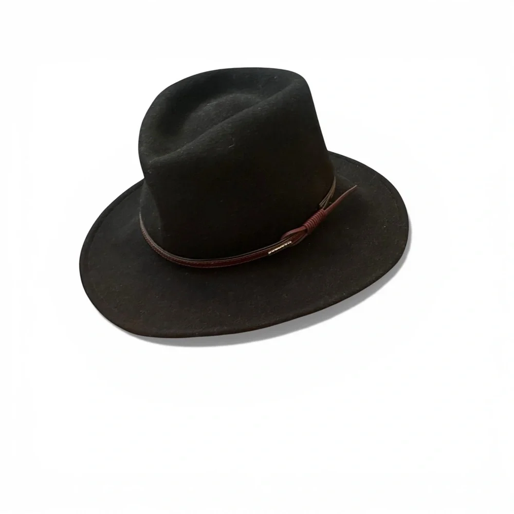 Stetson Crushable Black Wool Fedora Hat XXL Made in USA - Picture 2 of 7